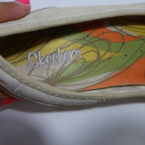 Skechers Beige Suede Ballet Flats Gold Sequins Women Size 8.5 Comfort Round Toe - Picture 7 of 9